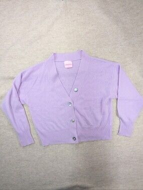 CRUSH Cashmere Lavender Lilac Purple Button Cardigan V Neck Soft Luxury XL